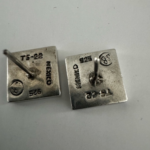 Vintage Taxco Earrings Sterling Silver 925 TS-22 Squared Mexico Post Stud 9.5g - Picture 10 of 12
